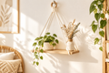 Étagère murale macramé coloris naturel – ambiance cozy