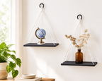Étagère murale macramé coloris noir – ambiance boho